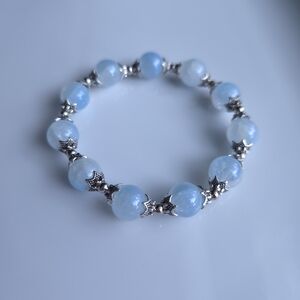 Elegant Silver and Blue Beaded Bracelet